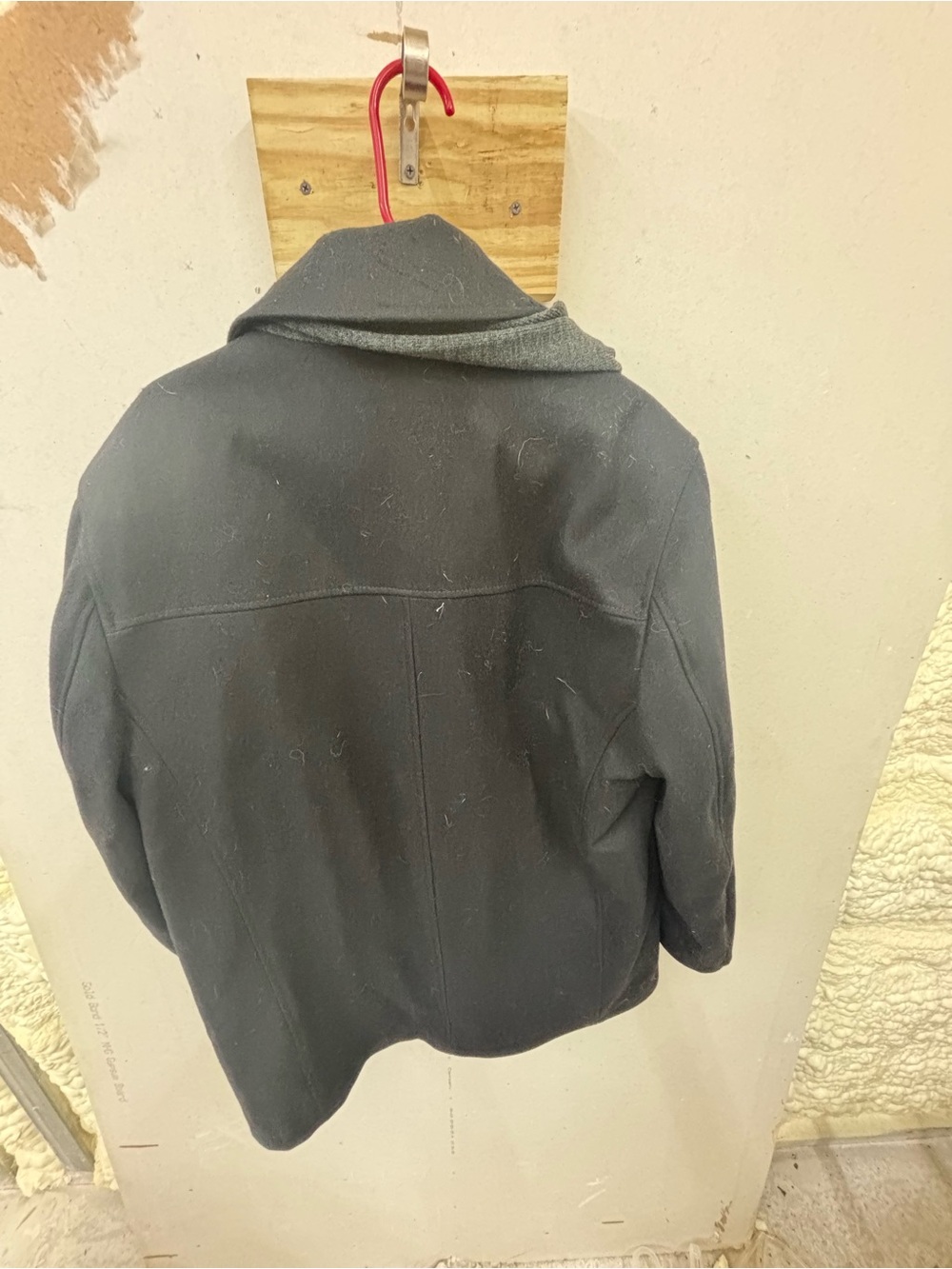 Izod wool blend pea coat jacket w/ scarf men size large - Picture 5 of 5